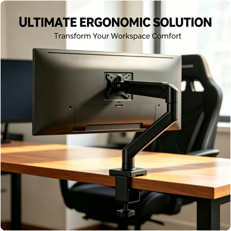 Desk Setup Monitor Arm - 14-32 Inch Single Monitor Arm Height
