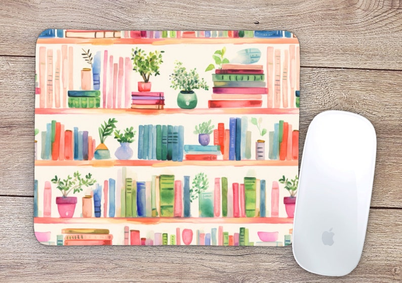 Desk Setup Books - Plant Books Mouse Pad Home Office