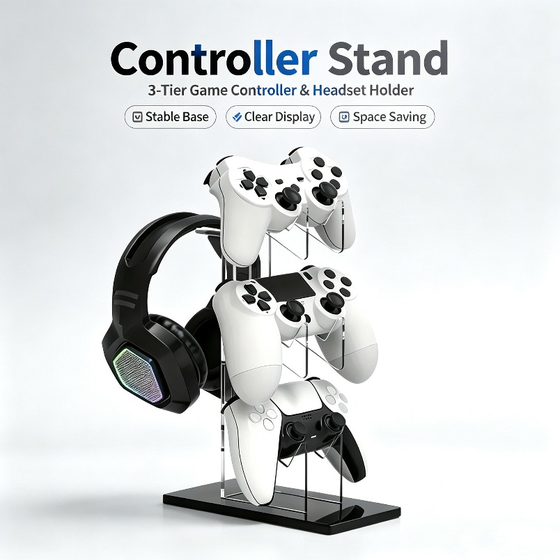 Desk Setup Ps5 - Controller Holder with Headset Hanger 3