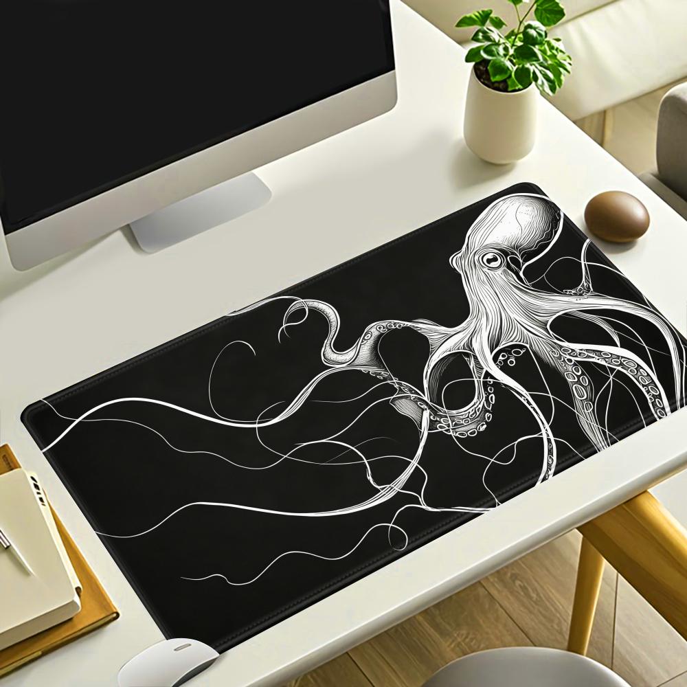 Desk Setup Or Set Up - HYBXAXC Octopus Mouse Pad, Black and