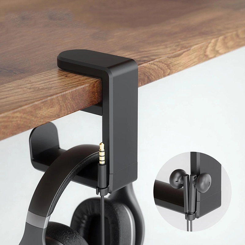 Headphone Hook Under - Universal Desktop 360° Rotating Headphone Stand