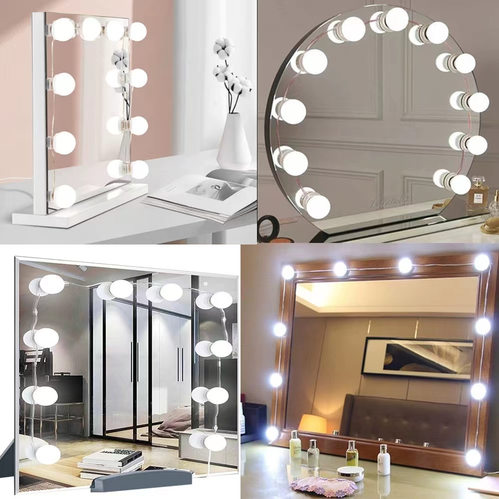 Desk Setup Room - LED Light Paste Mirror Makeup Light