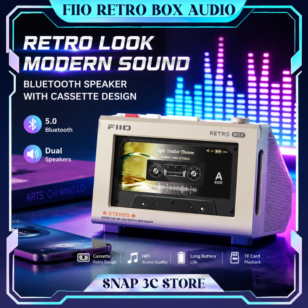 Speaker Desk Setup - FiiO RETRO BOX Cassette Style Bluetooth