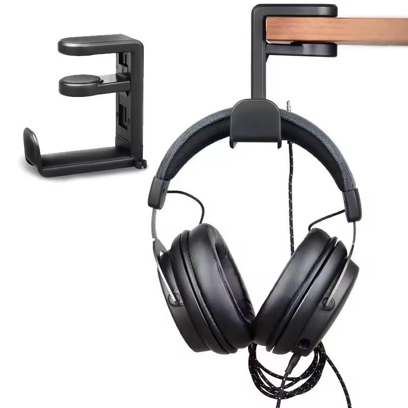 Headphone Hook Under - Under Desk Headphone Holder Rotating Clamp