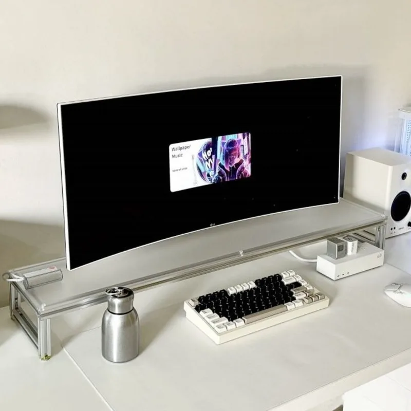 Desk Setup For Laptop And Monitor - Aluminum Monitor Stand Acrylic Desktop Riser