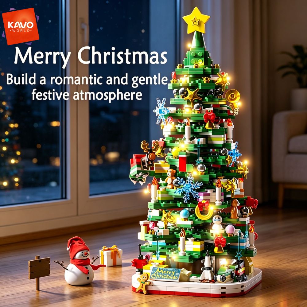 Desk Setup Couple - KAVOWORLD 1024pcs Christmas Tree Building Bricks