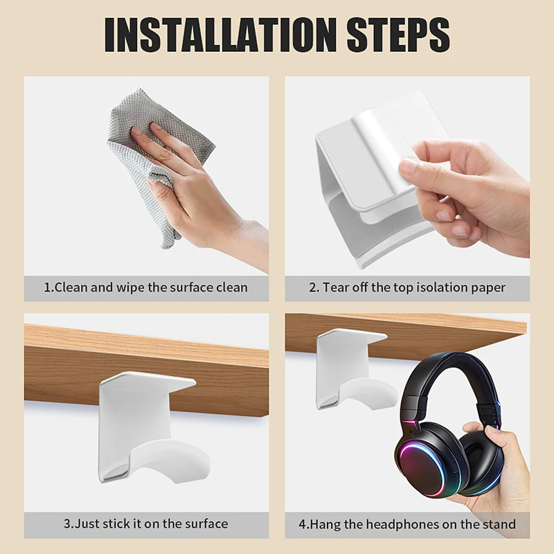 Universal Headphone Stand Adhe - Headphone Hook Under recension och pris