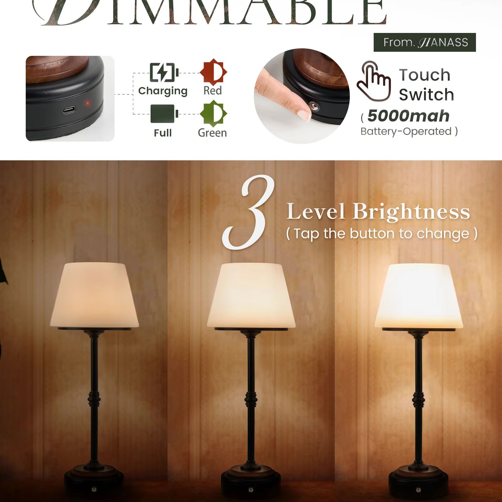 Cordless Table Lamps Set of  5 - Desk Setup Room recension och pris