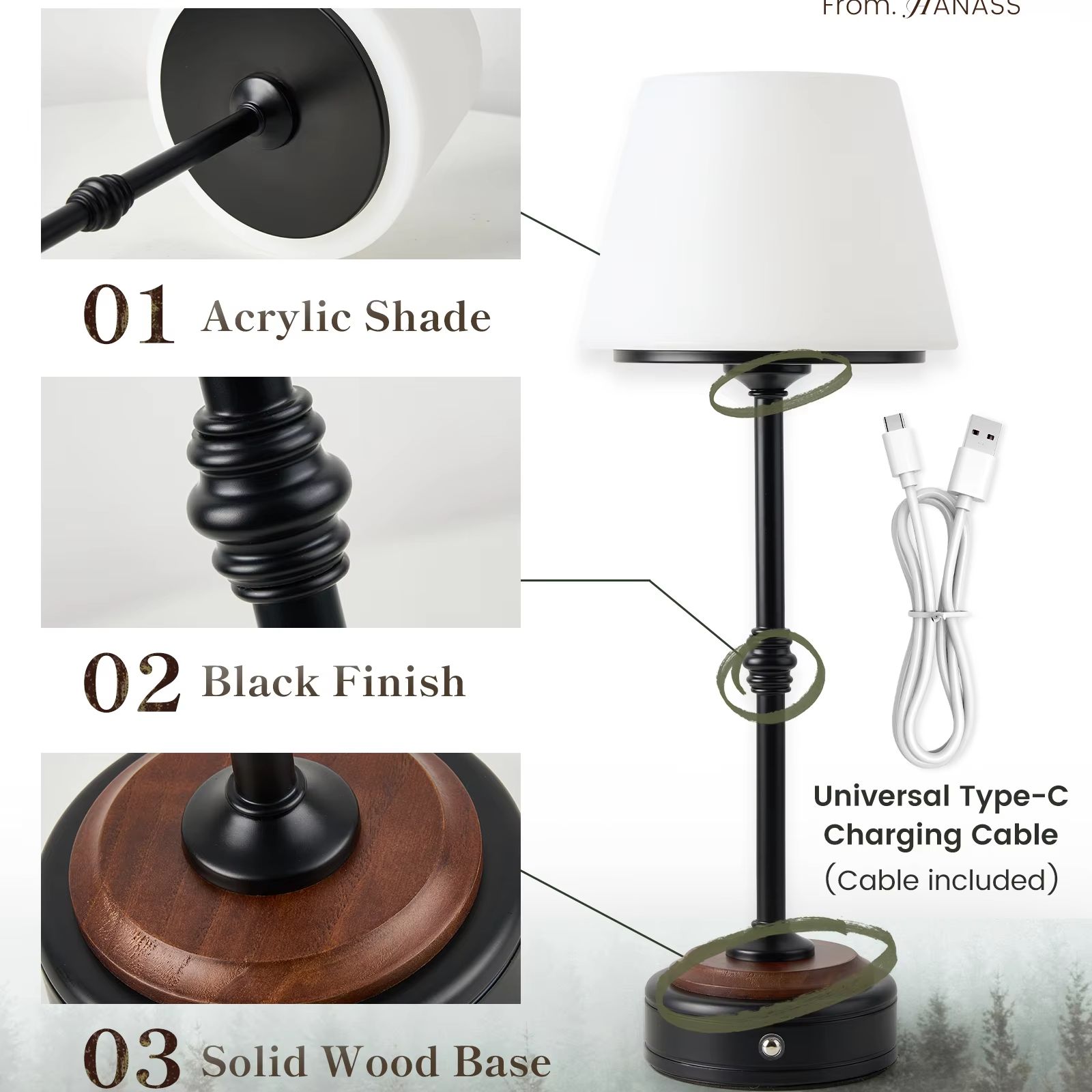 Cordless Table Lamps Set of  5 - Desk Setup Room recension och pris