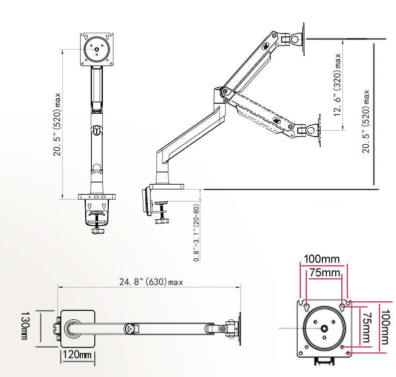 NB G40 G42 G45 Gas Spring Arm  - Desk Setup Monitor Arm recension och pris