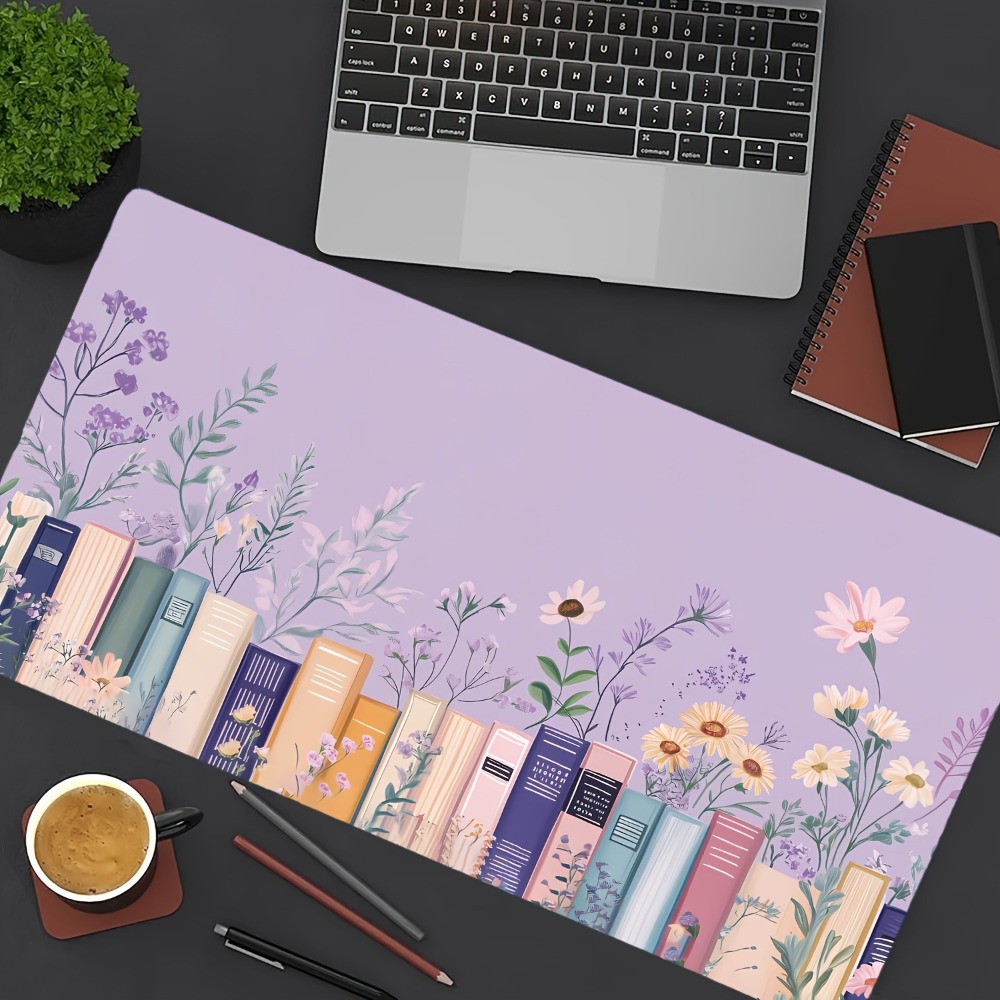Literary Floral Books Mouse Pa - Desk Setup Books recension och pris