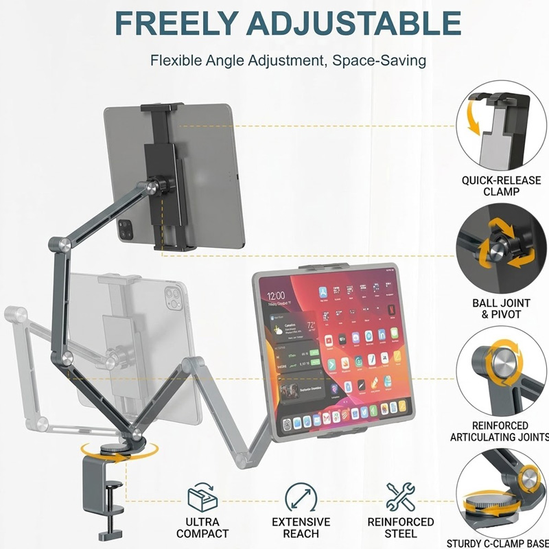 iPad Mount for Desk Aluminum A - Desk Setup Monitor Arm recension och pris
