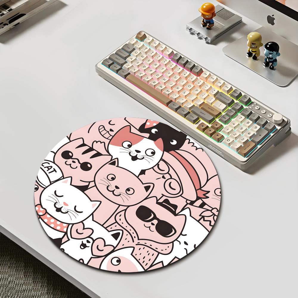 Cute Cartoon Cat Round Mouse P - Desk Setup Or Set Up recension och pris