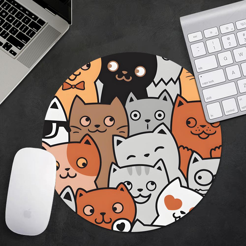 Cute Cartoon Cat Round Mouse P - Desk Setup Or Set Up recension och pris