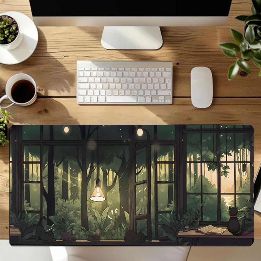 Cute Lofi Desk Mat - Green Pla - Desk Setup With Plants recension och pris