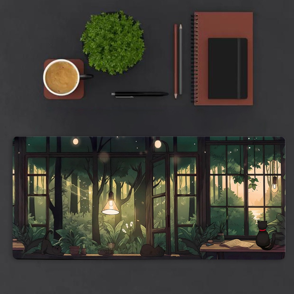 Cute Lofi Desk Mat - Green Pla - Desk Setup With Plants recension och pris