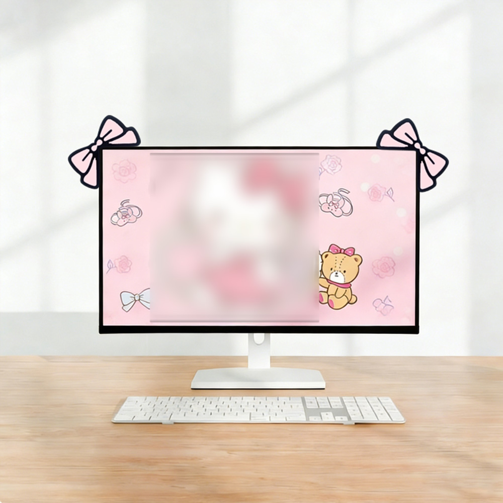 Cute Pink Bow Monitor Decor Ka - Desk Setup For Laptop And Monitor recension och pris