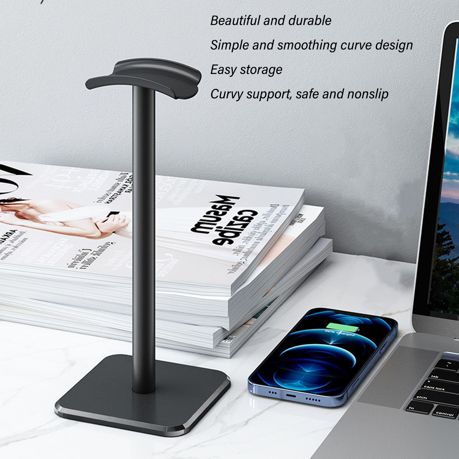 Headphone Stand Rounded Corner - Headphone Hook Under recension och pris