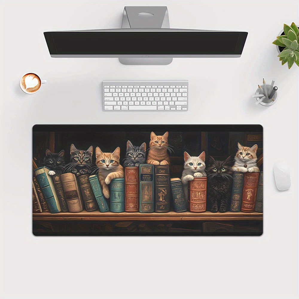 Cute Cats on Books Mouse Pad O - Desk Setup Books recension och pris
