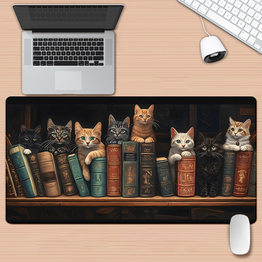 Cute Cats on Books Mouse Pad O - Desk Setup Books recension och pris