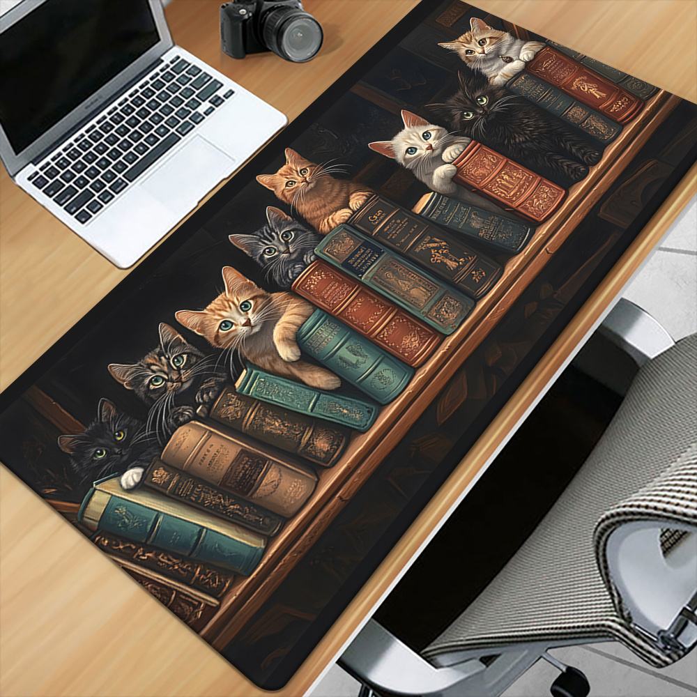 Cute Cats on Books Mouse Pad O - Desk Setup Books recension och pris