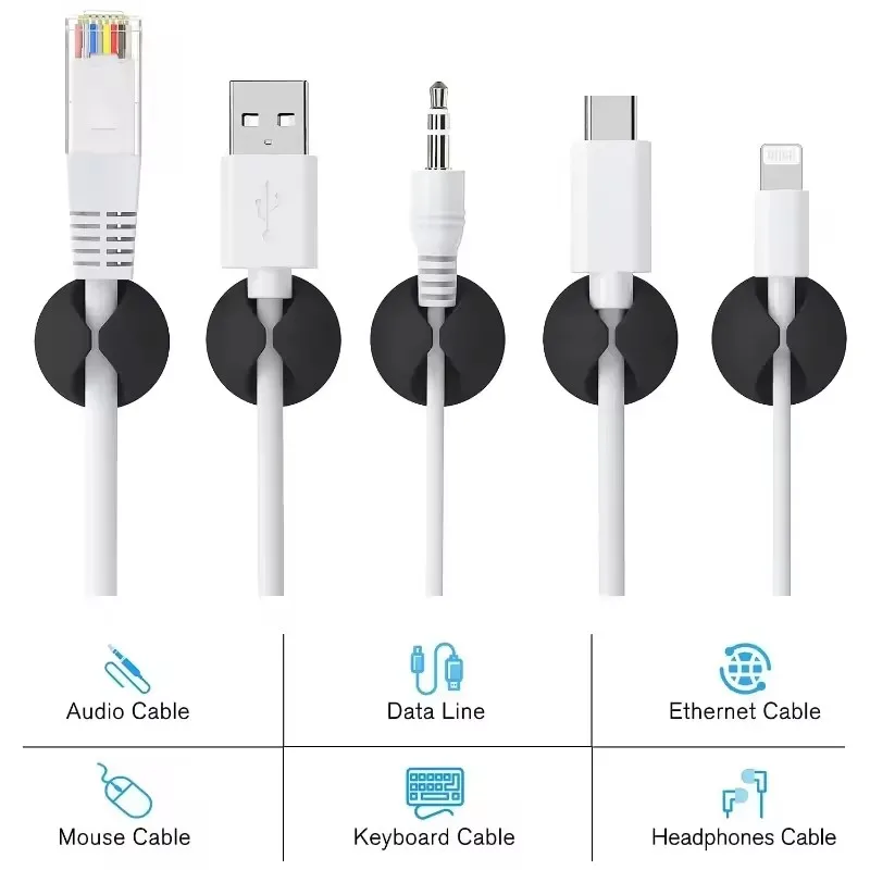 5/50Pcs Desktop Wall Cable Cli - Headphone Hook Under recension och pris