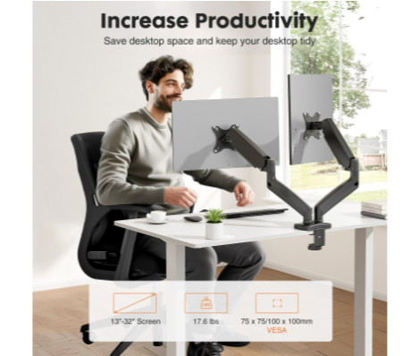 Dual Monitor Stand Arm, Gas Sp - Desk Setup Monitor Arm recension och pris