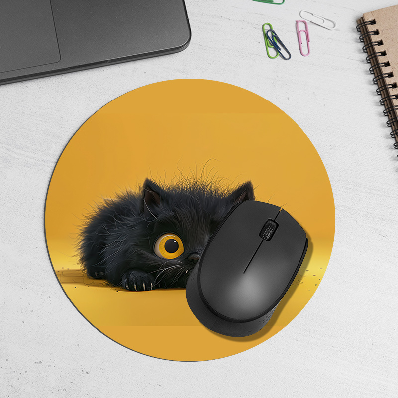 Cute Black Cat Round Mouse Pad - Desk Setup Or Set Up recension och pris