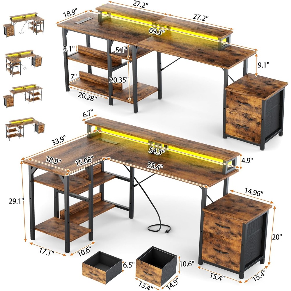 Office Desk with File Drawers& - Desk Setup Or Set Up recension och pris
